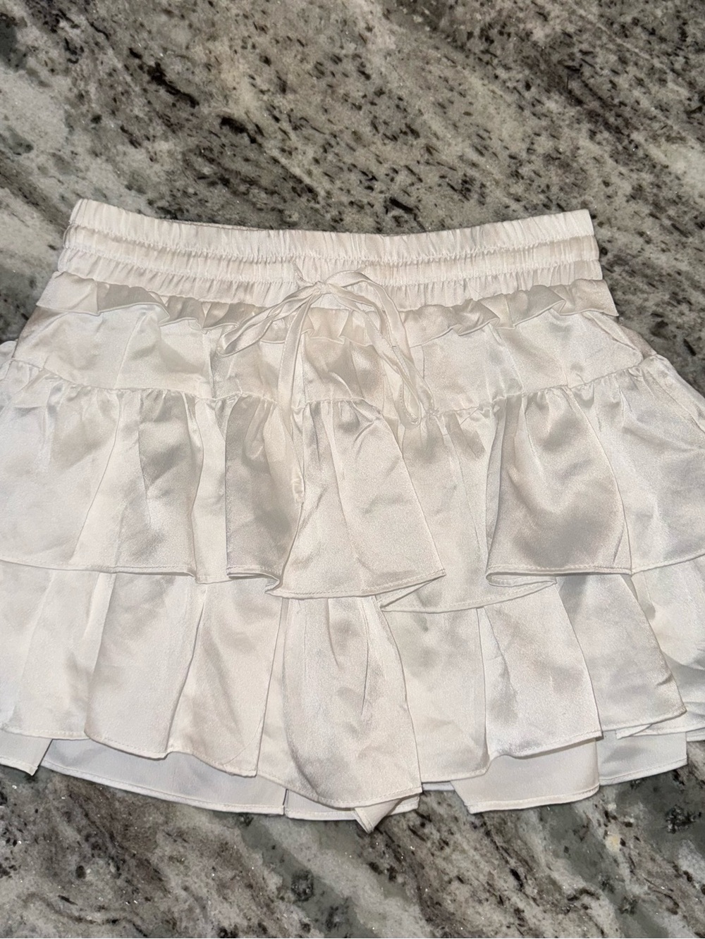 White Tiered Ruffle Skort with Elastic Waist